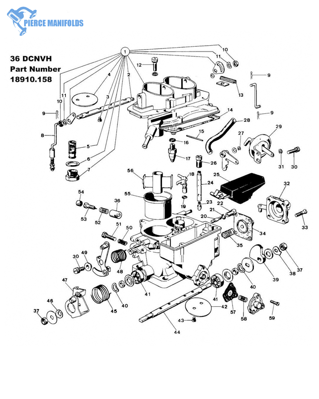 Rebuild Kit for Weber 36 DCNVH carburetor